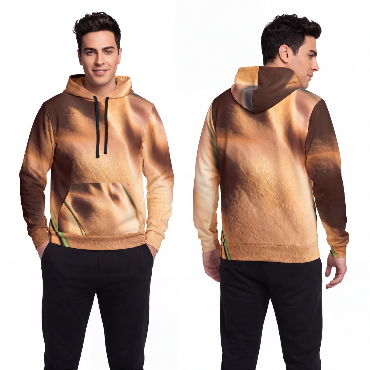 Men's Athletic Hoodie - Sunset Silk active Zip | Echovira...