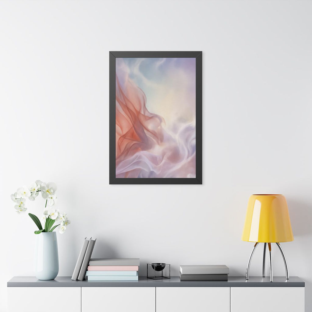Framed Vertical Poster - Ethereal Silk Flow Pastel... |...