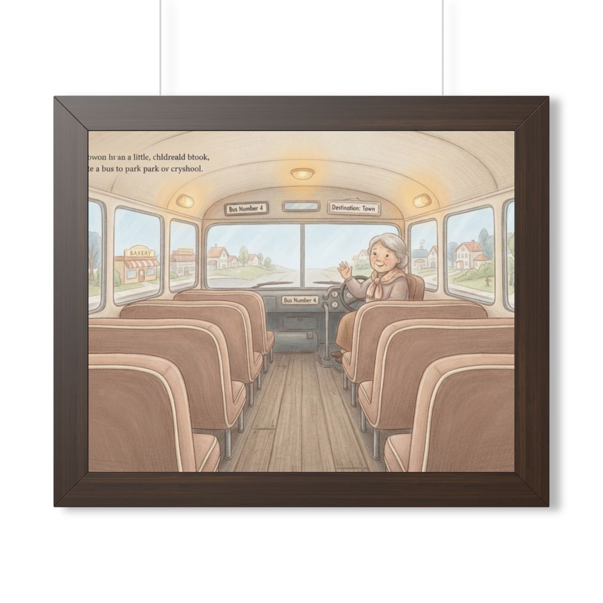 Framed Horizontal Poster - Storybook Bus Ride Whimsical Wall...
