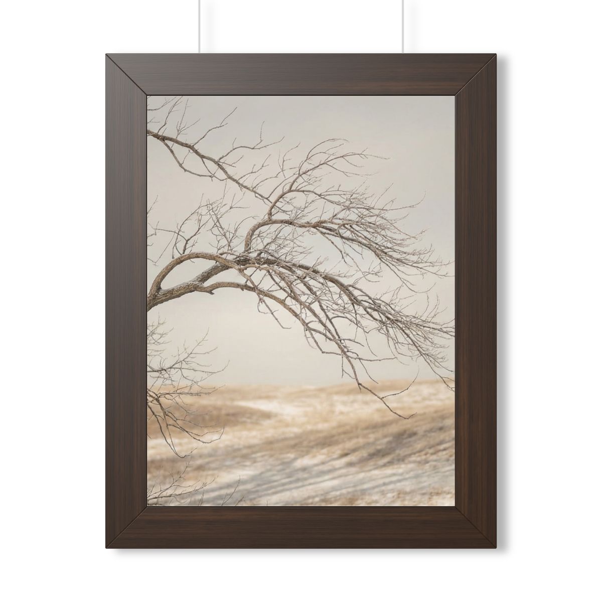 Framed Vertical Poster - Winter Branch Solitude Landscape —...