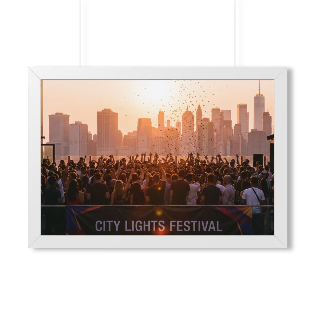 Framed Horizontal Poster - City Lights (14×11, 16×12, 16×16...