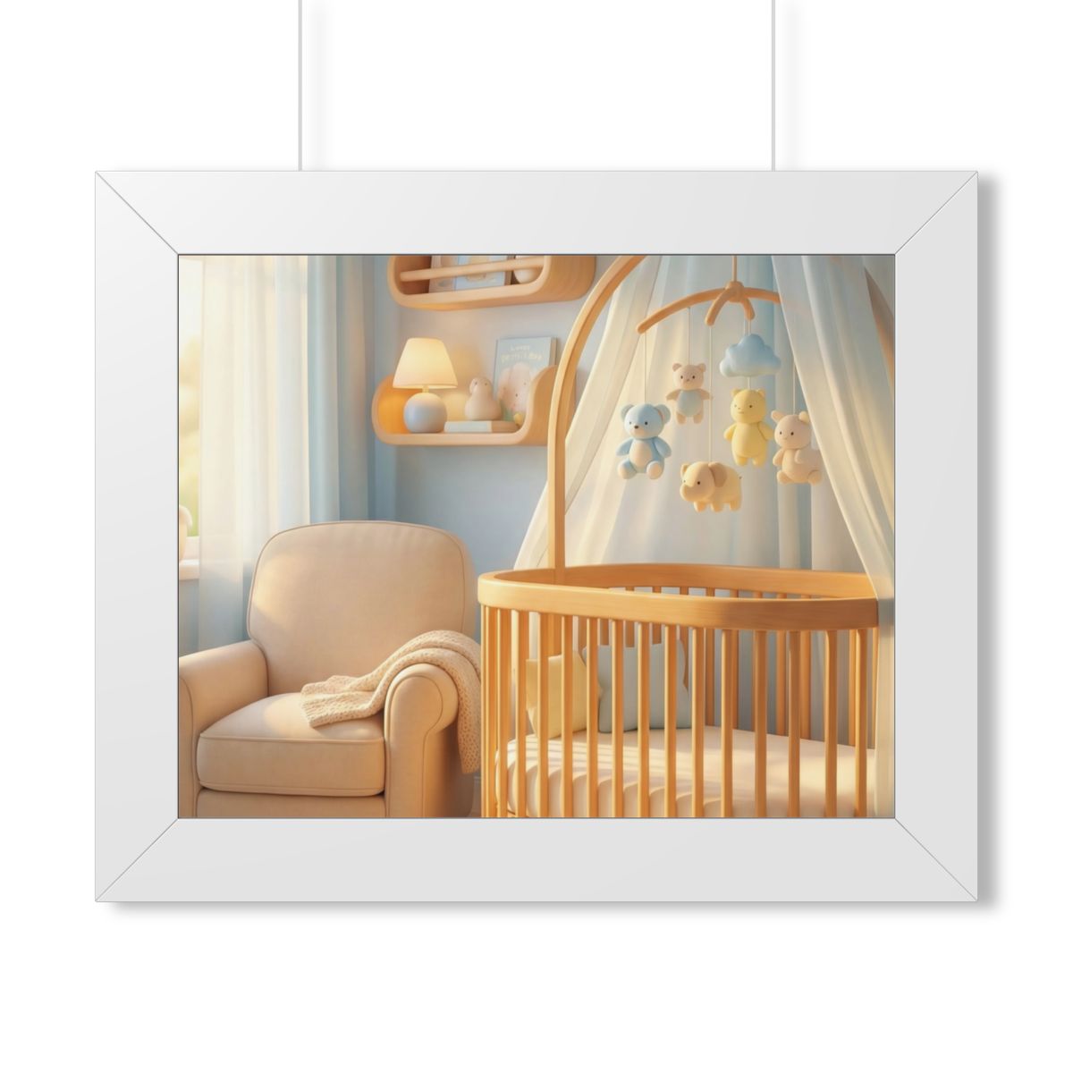 Framed Horizontal Poster - Dreamy Serene Nursery Art — White...