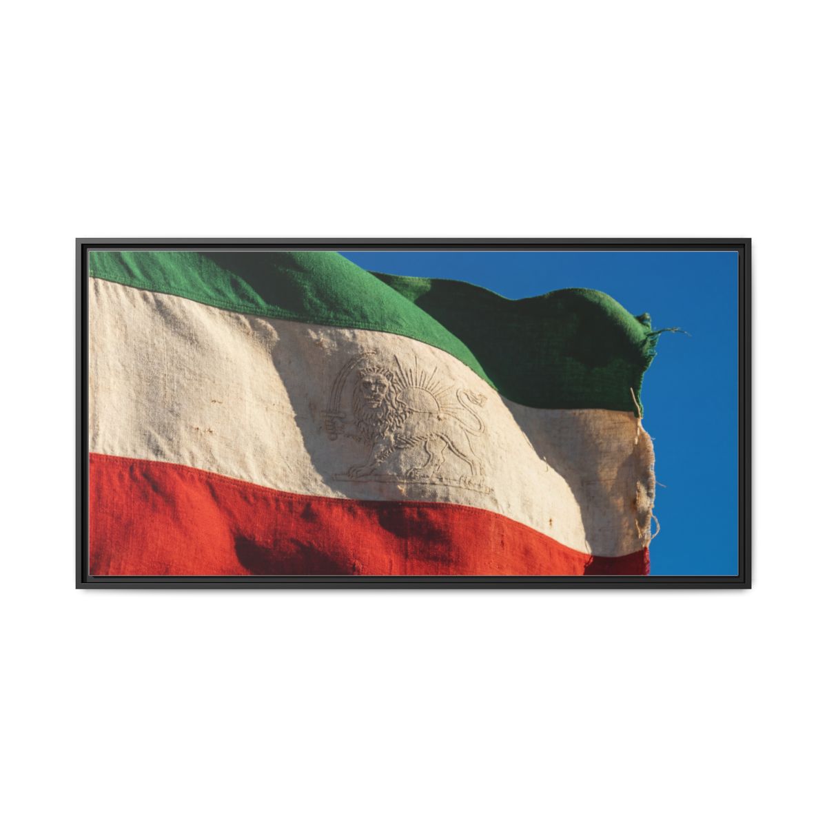 Framed Canvas Art - Distressed Flag — Black / 1.25"
