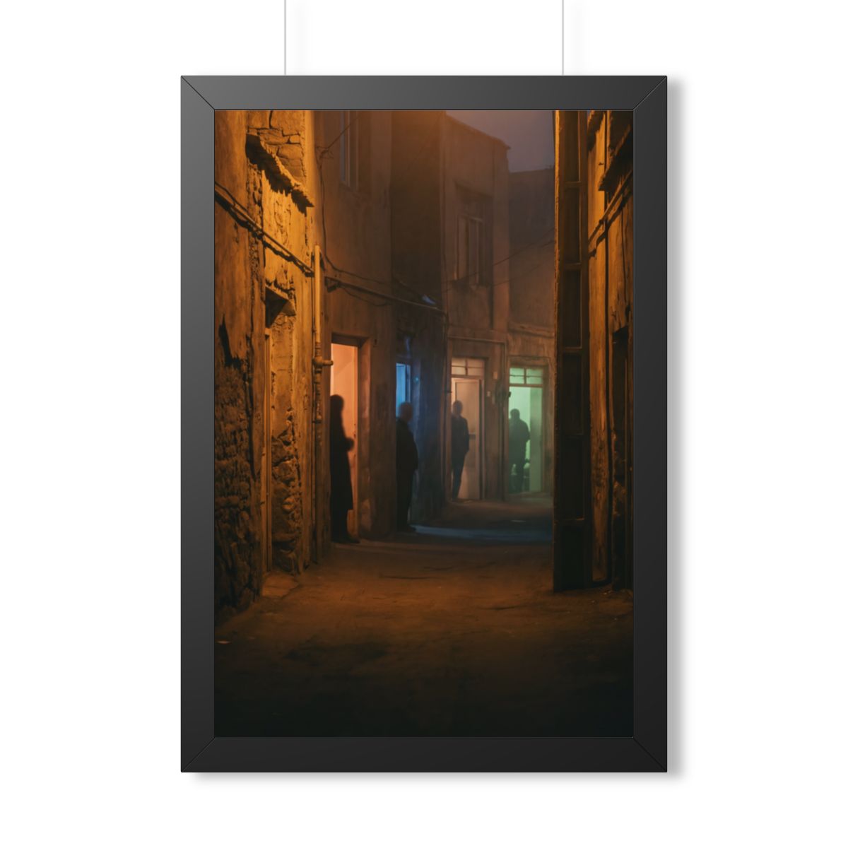 Framed Vertical Poster - Shadowed Alleyway Mystery Art Print...