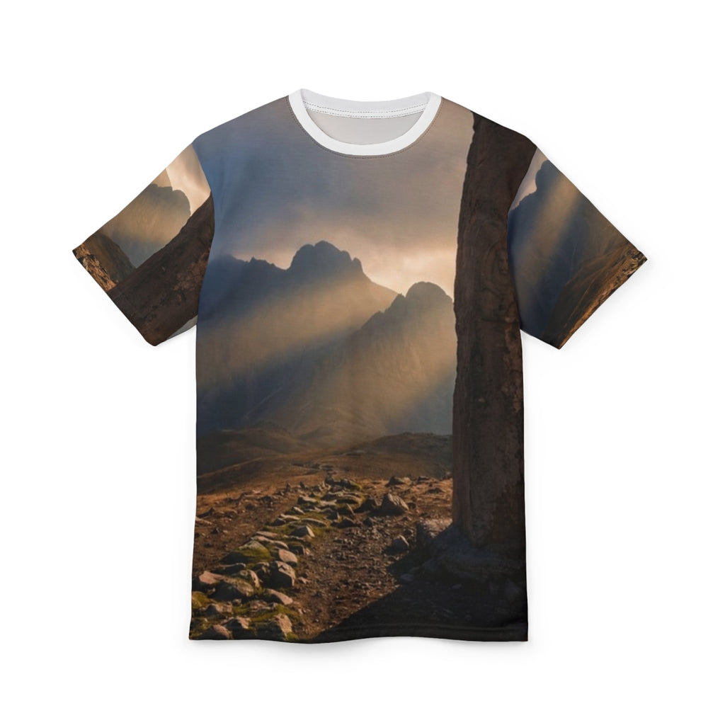 Men's Unisex Cut & Sew Tee - Ancient Stone Column Mountain...