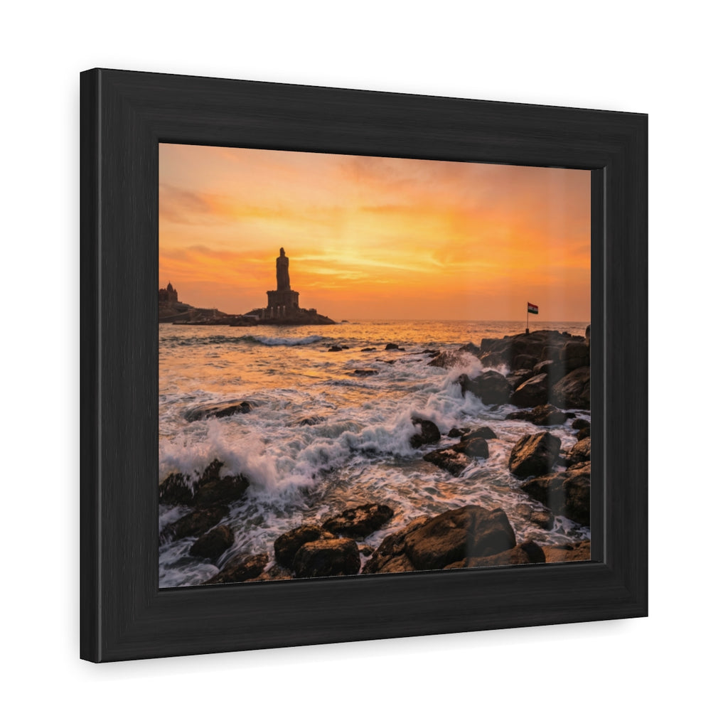 Framed Posters - Coastal Golden Glow — Landscape