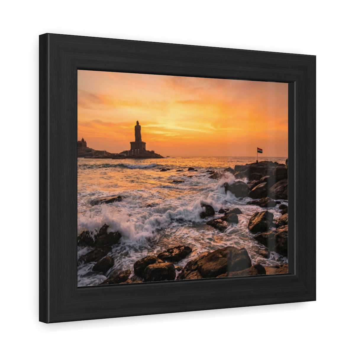 Framed Posters - Coastal Golden Glow — Landscape