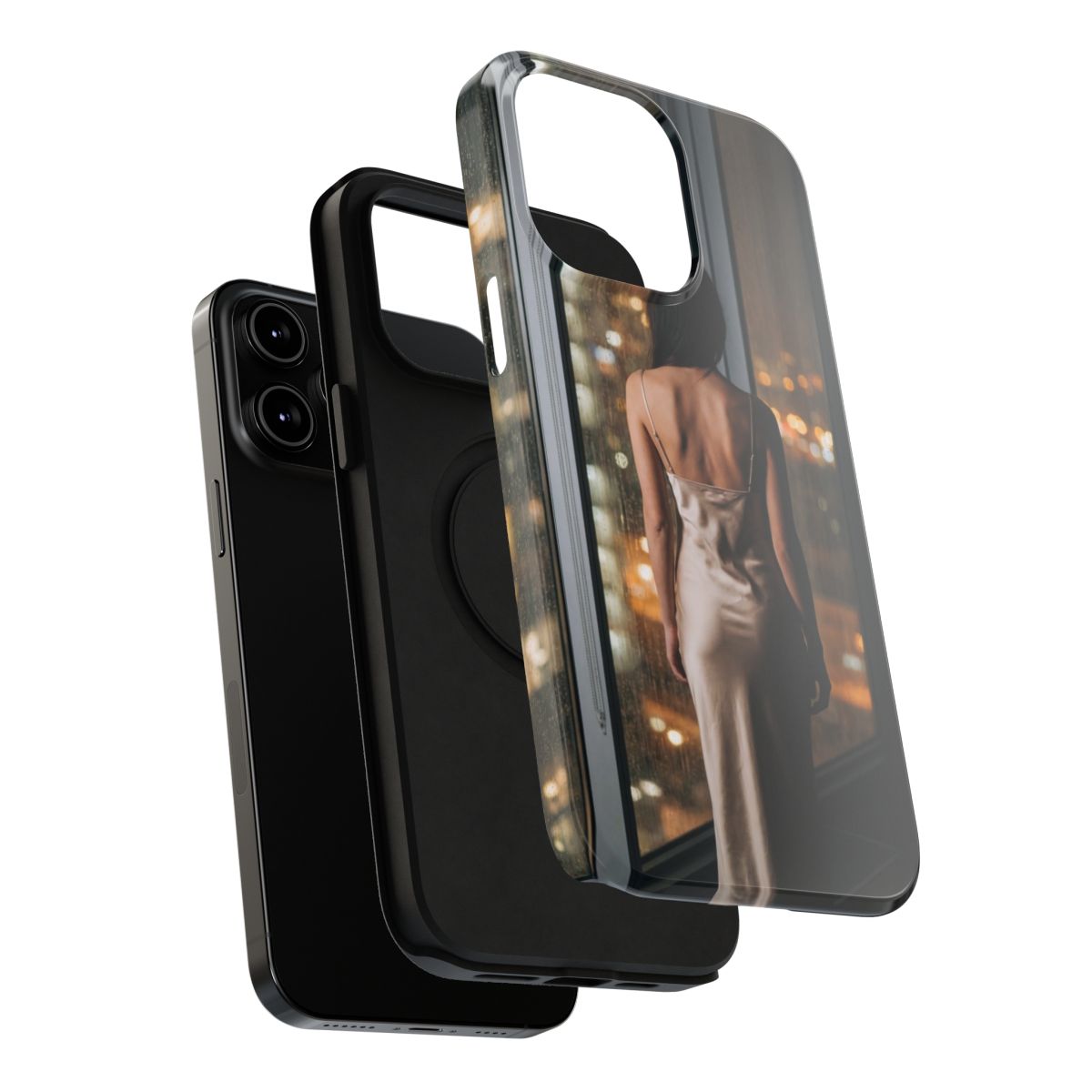 Impact-Resistant Apple iPhone Cases - Rainy City Lights Silk Gown | iPhone 17 Pro Max, 17 Pro, 17 Air & More
