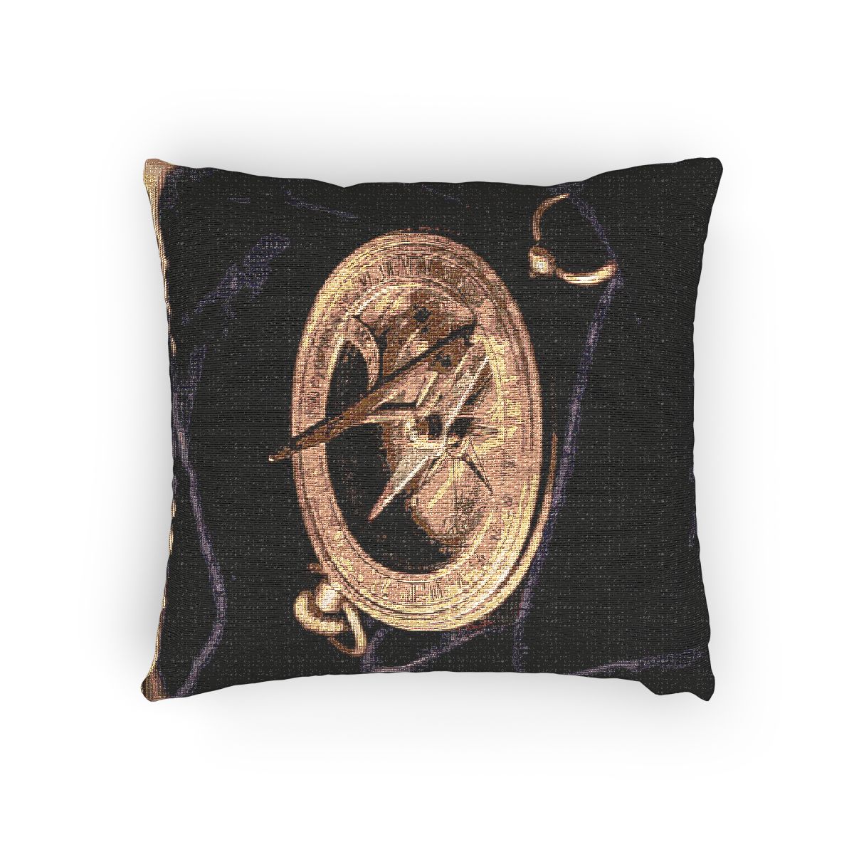 Woven Pillow Antique Brass Sundial Art