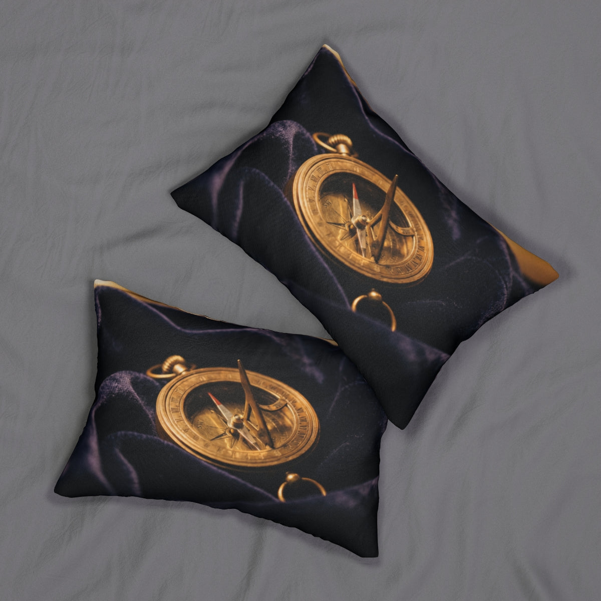 Sundial Compass Dark Academia Lumbar Pillow