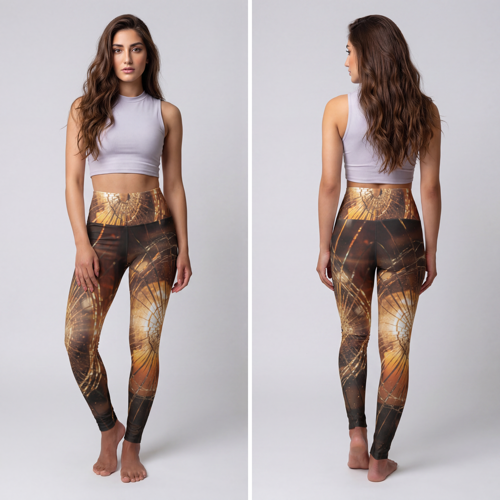High Waisted Yoga Leggings - Shattered Light
