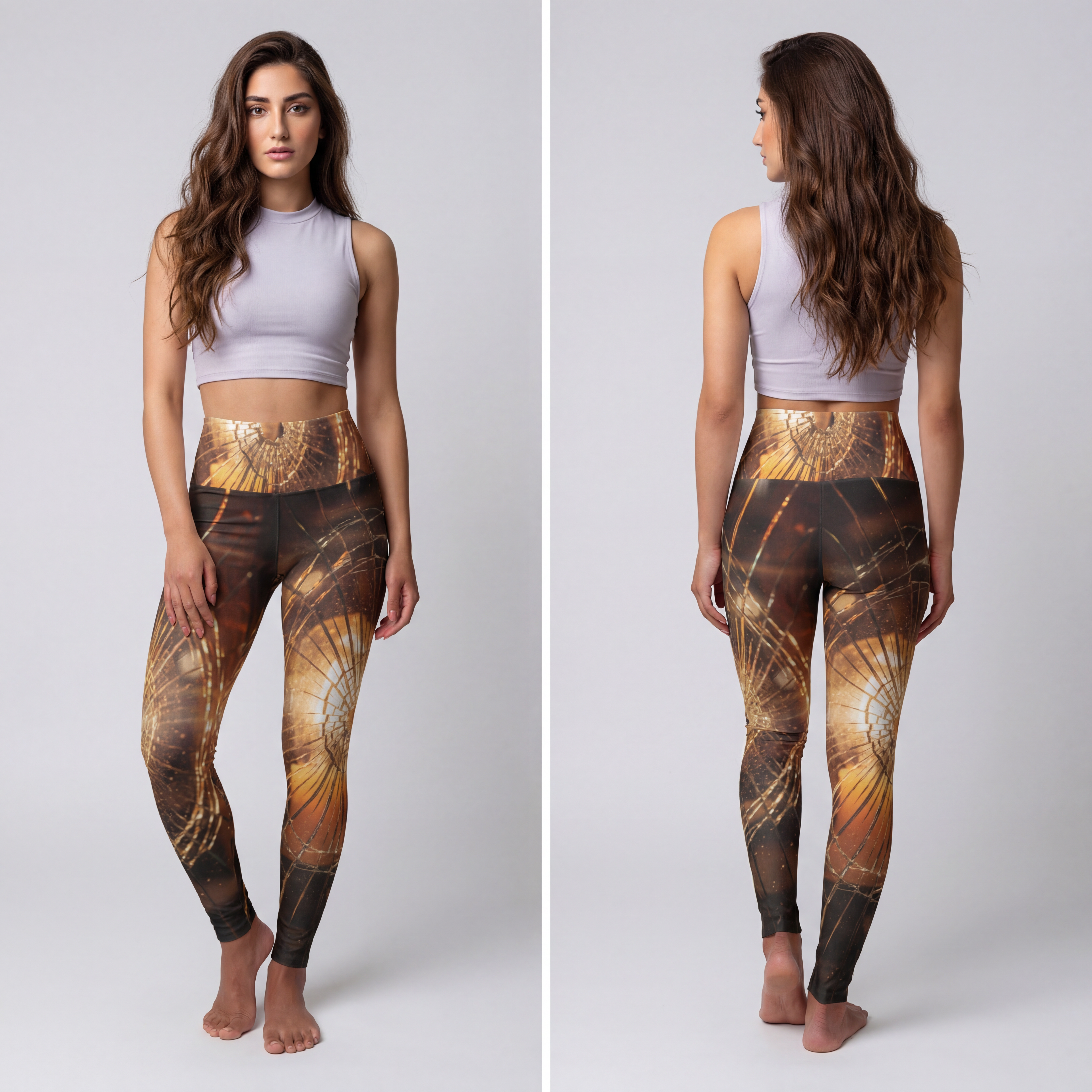 High Waisted Yoga Leggings - Shattered Light