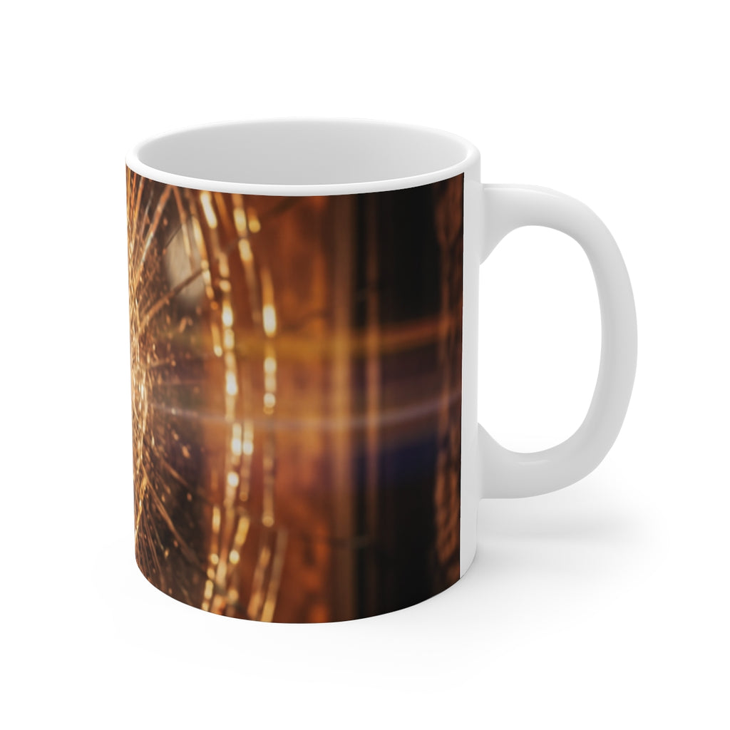 11oz White Mug - Shattered Amber Glow