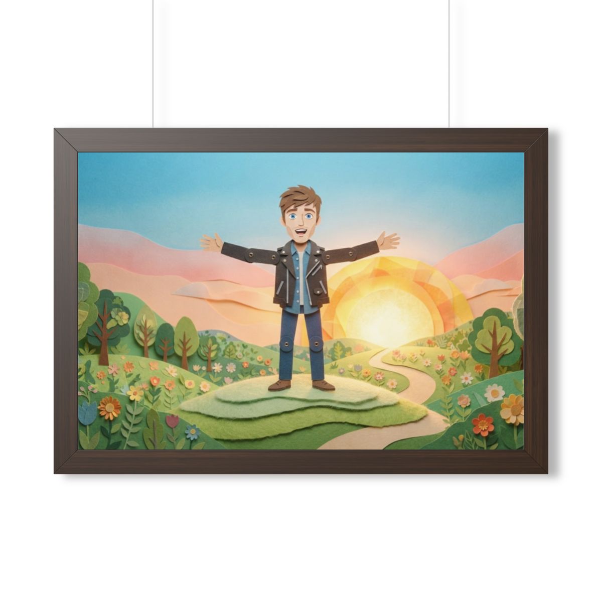 Framed Horizontal Poster - Sunny Meadow — Walnut (14×11... |...