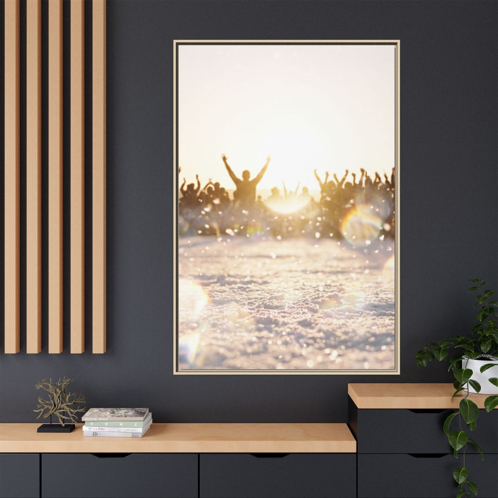 Portrait Natural Frame Matte Canvas Golden Crowd