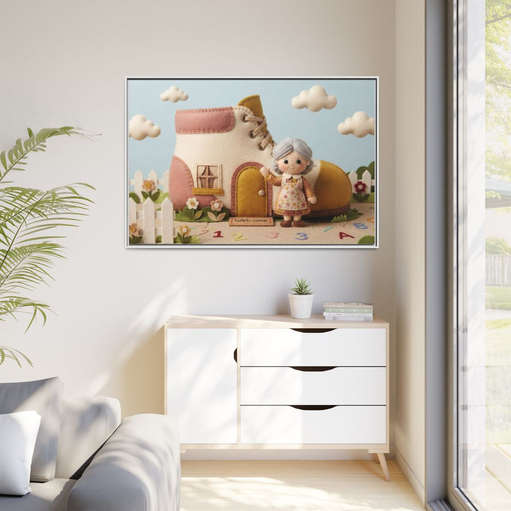Matte Canvas - Framed Felted Shoe Cottage — White / 1.25"......