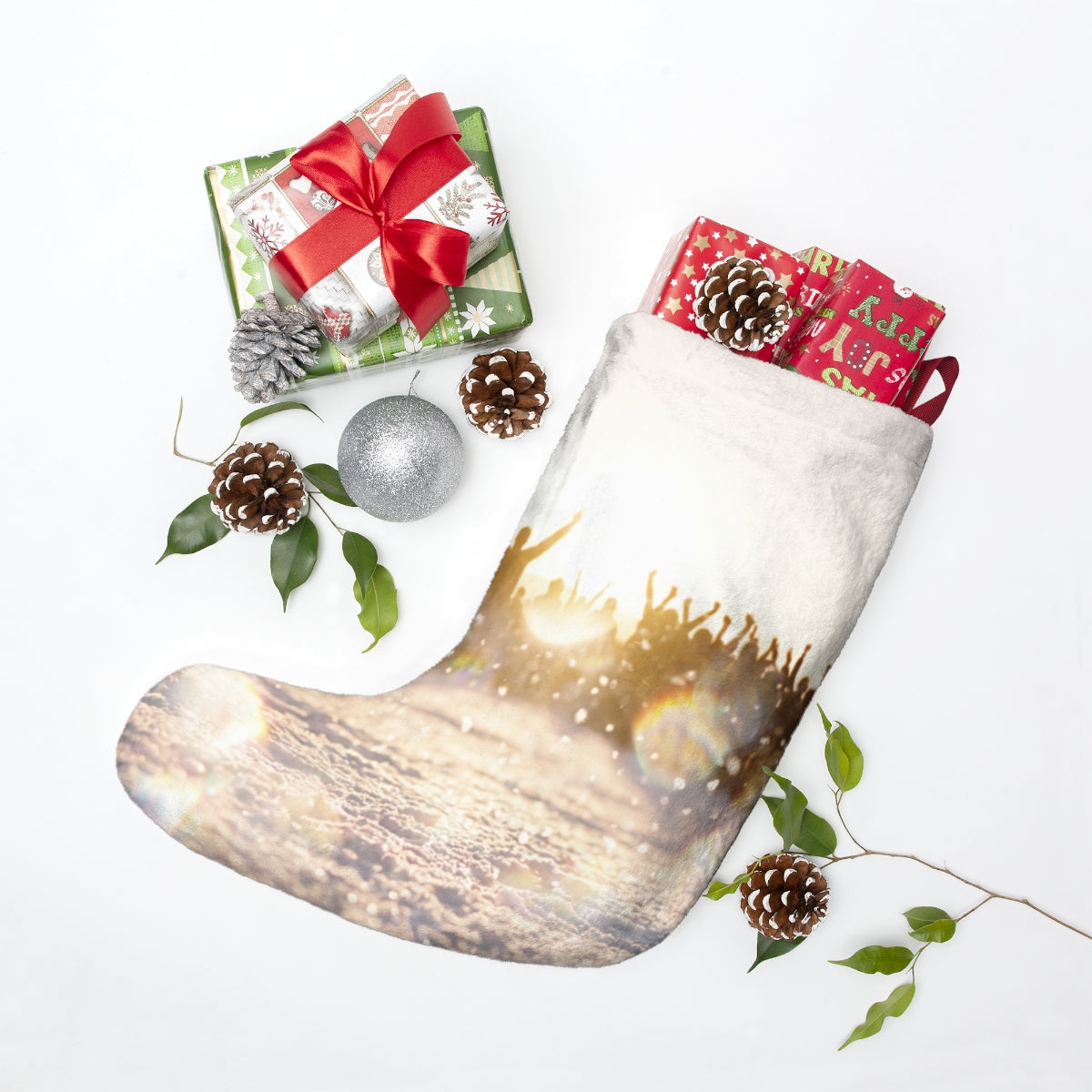 Golden Hour Crowd Celebration Christmas Stocking