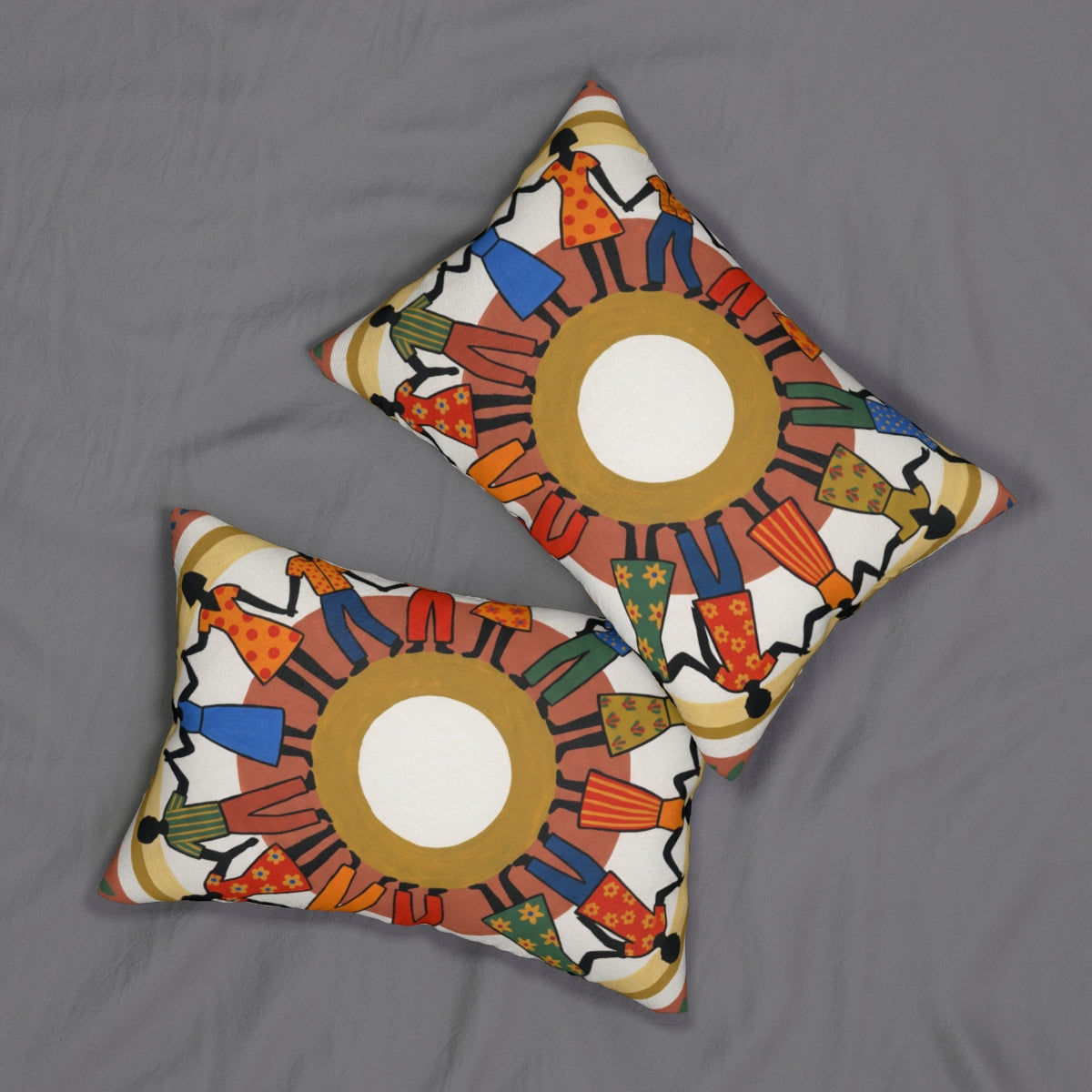 Spun Polyester Lumbar Pillow - Unity Mandala Folk Art |...