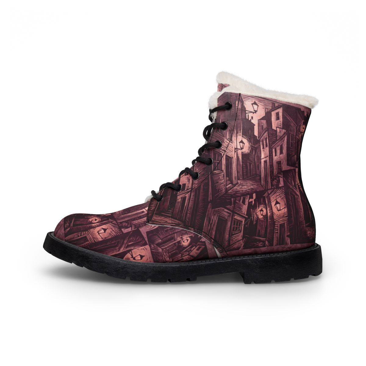 Men's Fur Leather Boots Dark Academia Alley
