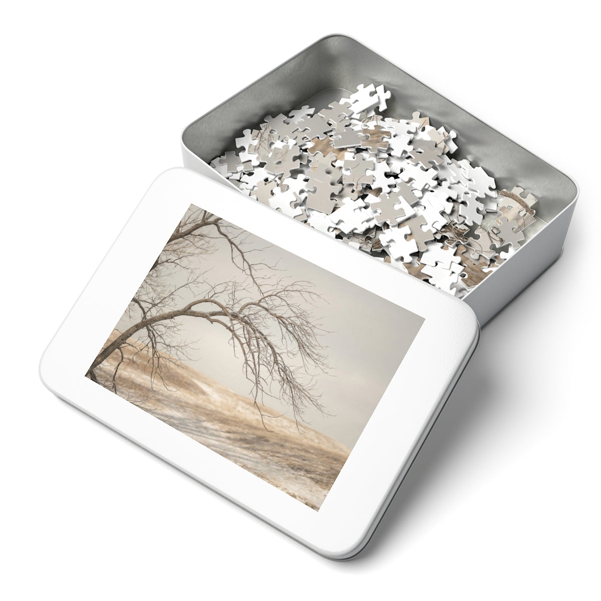 Jigsaw Puzzle with Tin - Winter Branch Solitude Landscape......