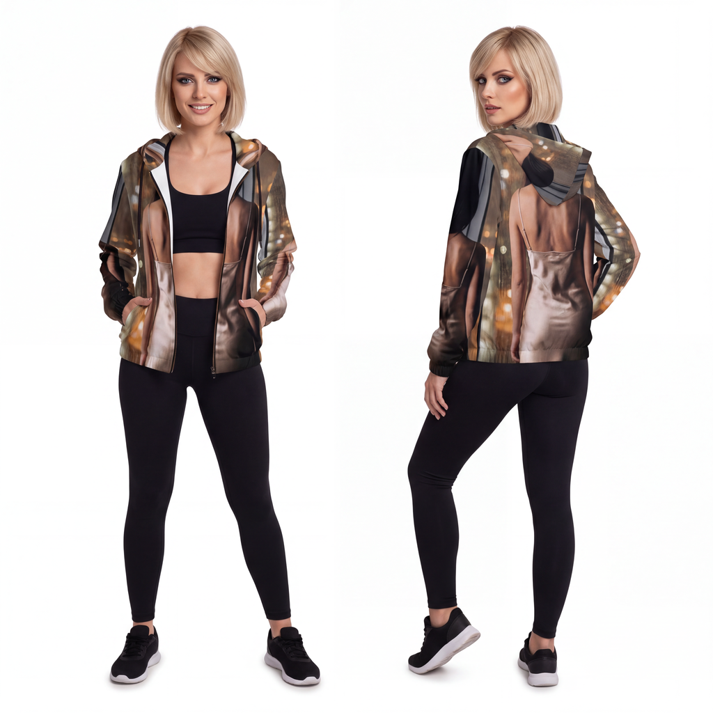 Women's Full-Zip Hoodie - Rainscape | Echovira Gallery
