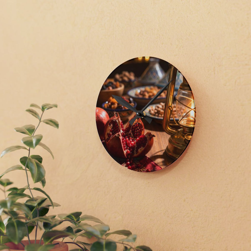 Acrylic Wall Clock - Crimson Golden Hour | Echovira Gallery