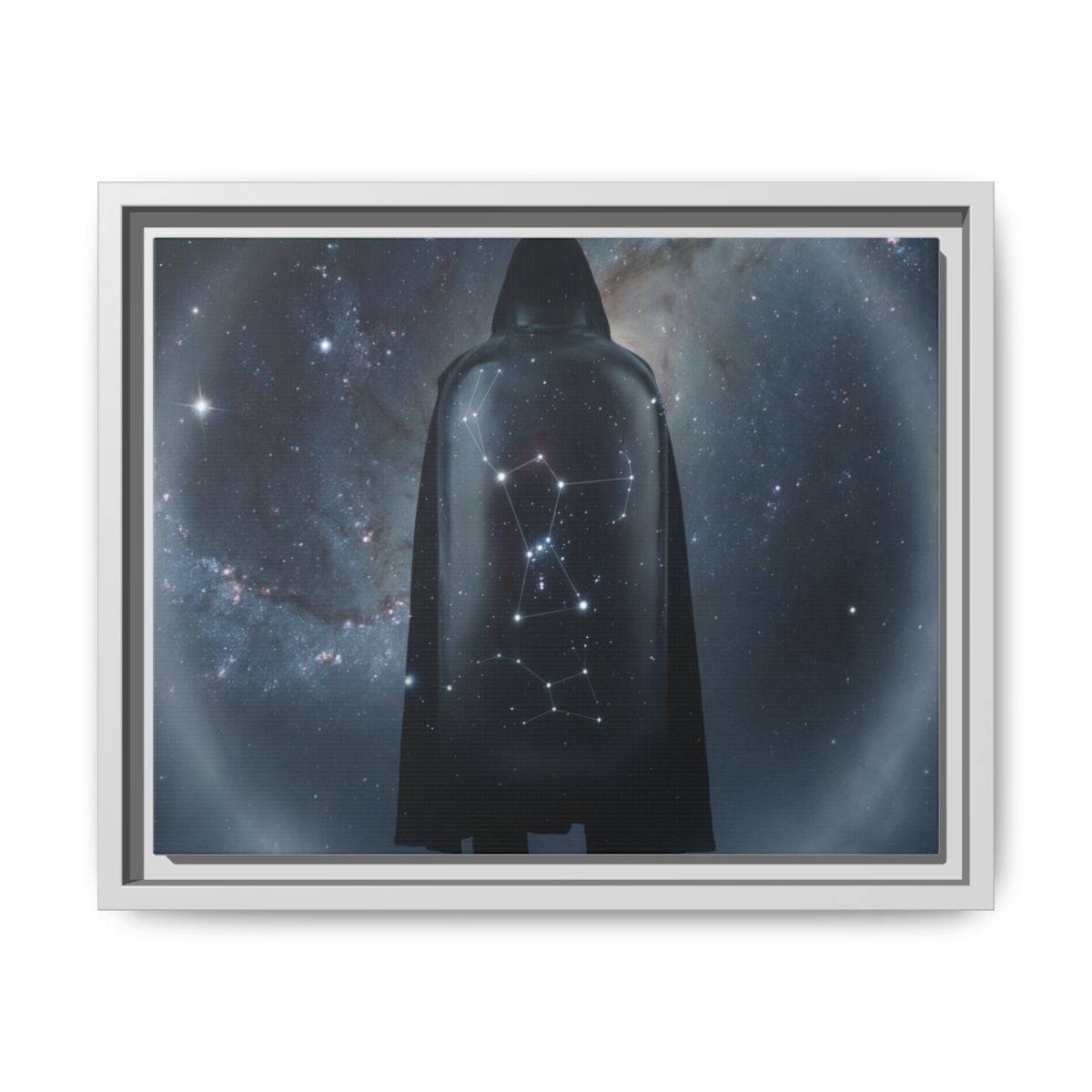 Framed Matte Canvas - Cosmic Sentinel — White / 1.25" (10×8, 12×9, 14×11, 16×12, 20×10, 18×12, 20×16, 24×16, 24×18, 36×12, 24×20, 32×16, 30×20, 30×24, 32×24, 48×16, 36×24, 48×24, 40×30, 60×20, 48×32, 60×30 & 60×40)