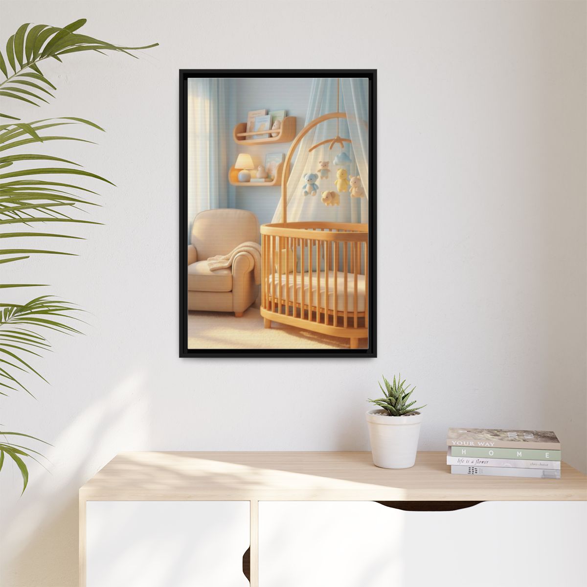 Matte Canvas, Framed - Dreamy Serene Nursery Art — Black /...