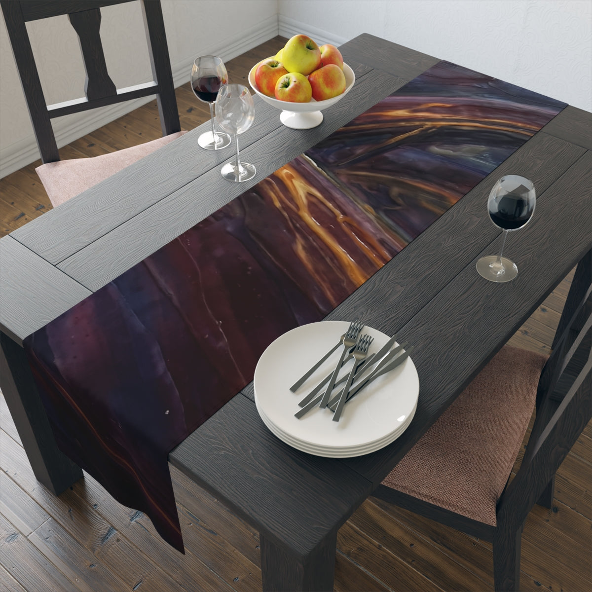 Table Runner - Midnight Glare Abstract | Echovira Gallery