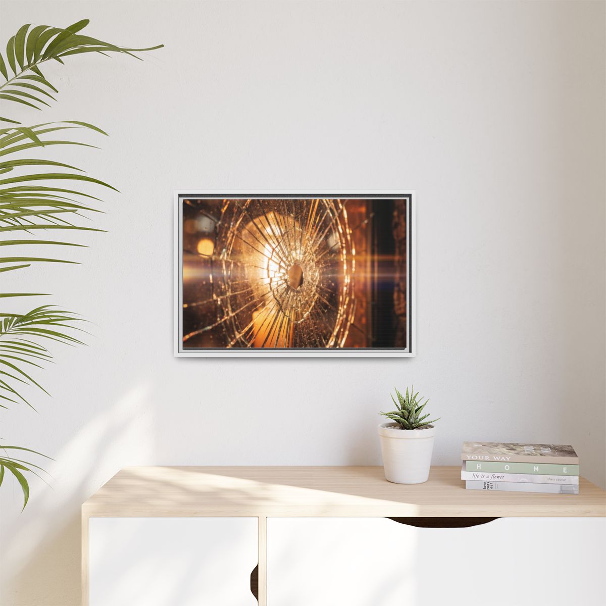 Matte Canvas, Framed - Golden Fractured Art — White / 1.25"...
