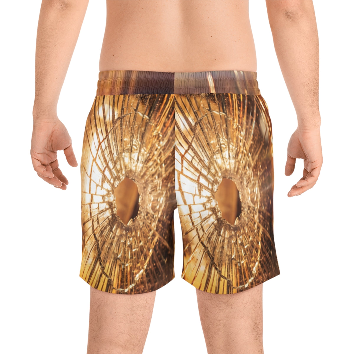 Men's Mid-Length Swim Shorts - Fractured Light Aesthetic......