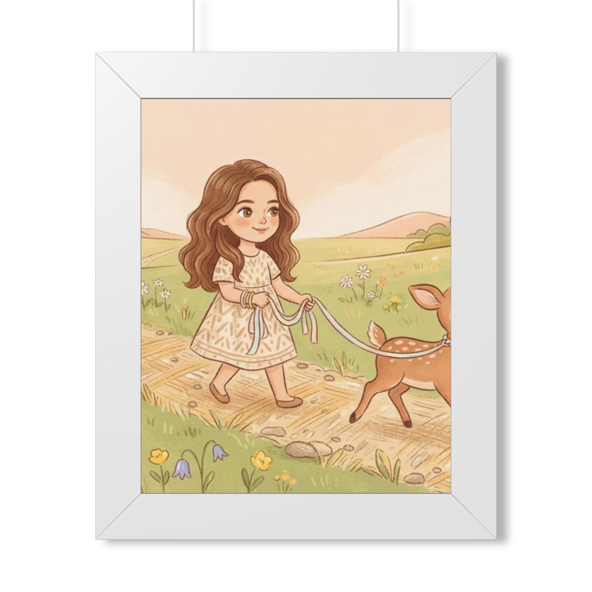 Framed Vertical Poster - Meadow Walk Fawn — White (11×14......