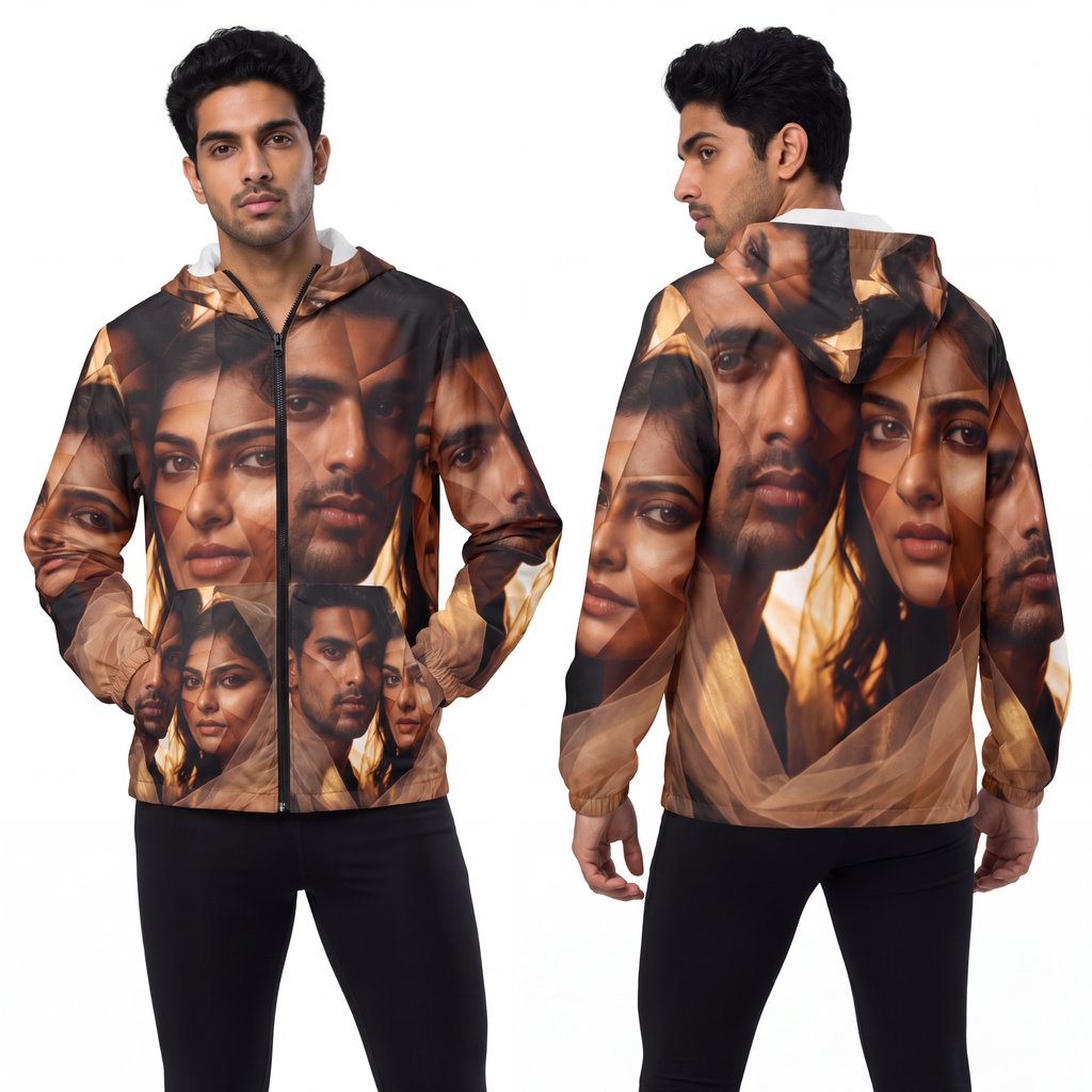Men's Windbreaker Jacket - Veiled Horizon | Echovira Gallery