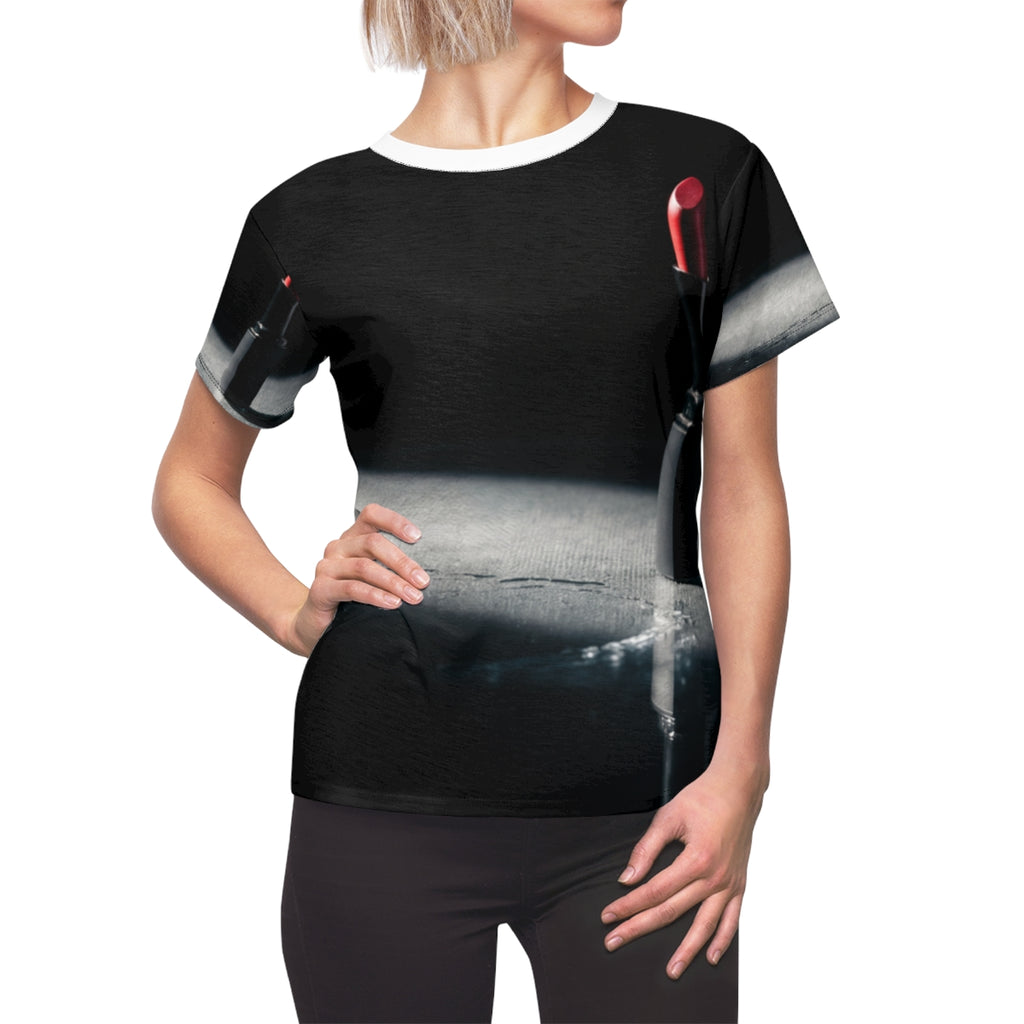 Women's Cut & Sew Tee - Crimson Noir Chic | Echovira Gallery