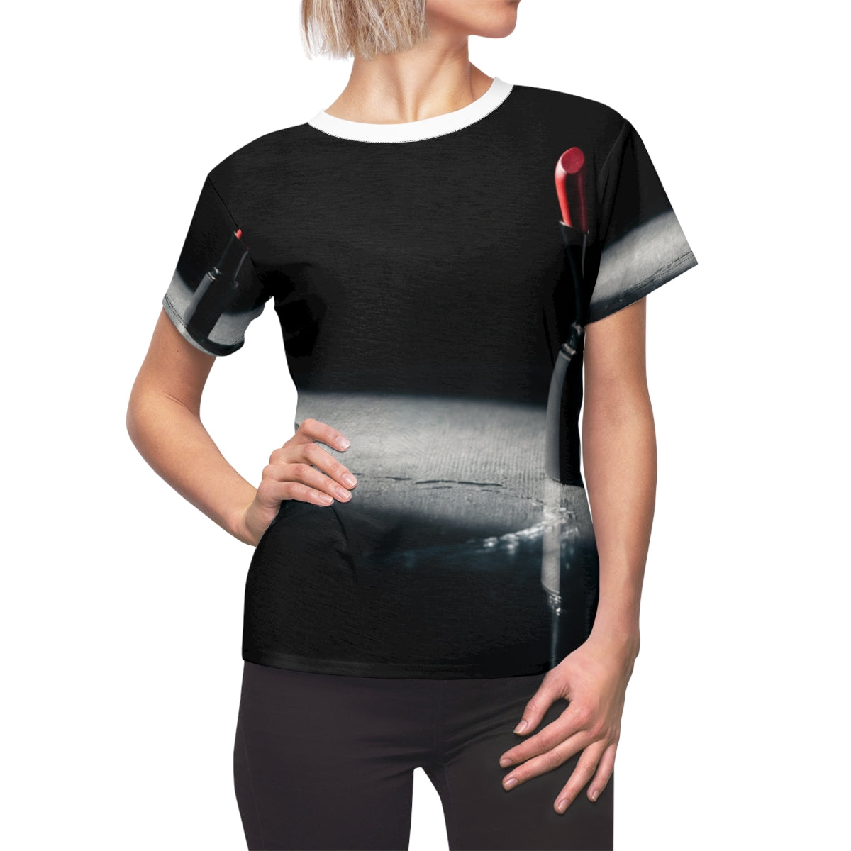 Women's Cut & Sew Tee - Crimson Noir Chic | Echovira Gallery