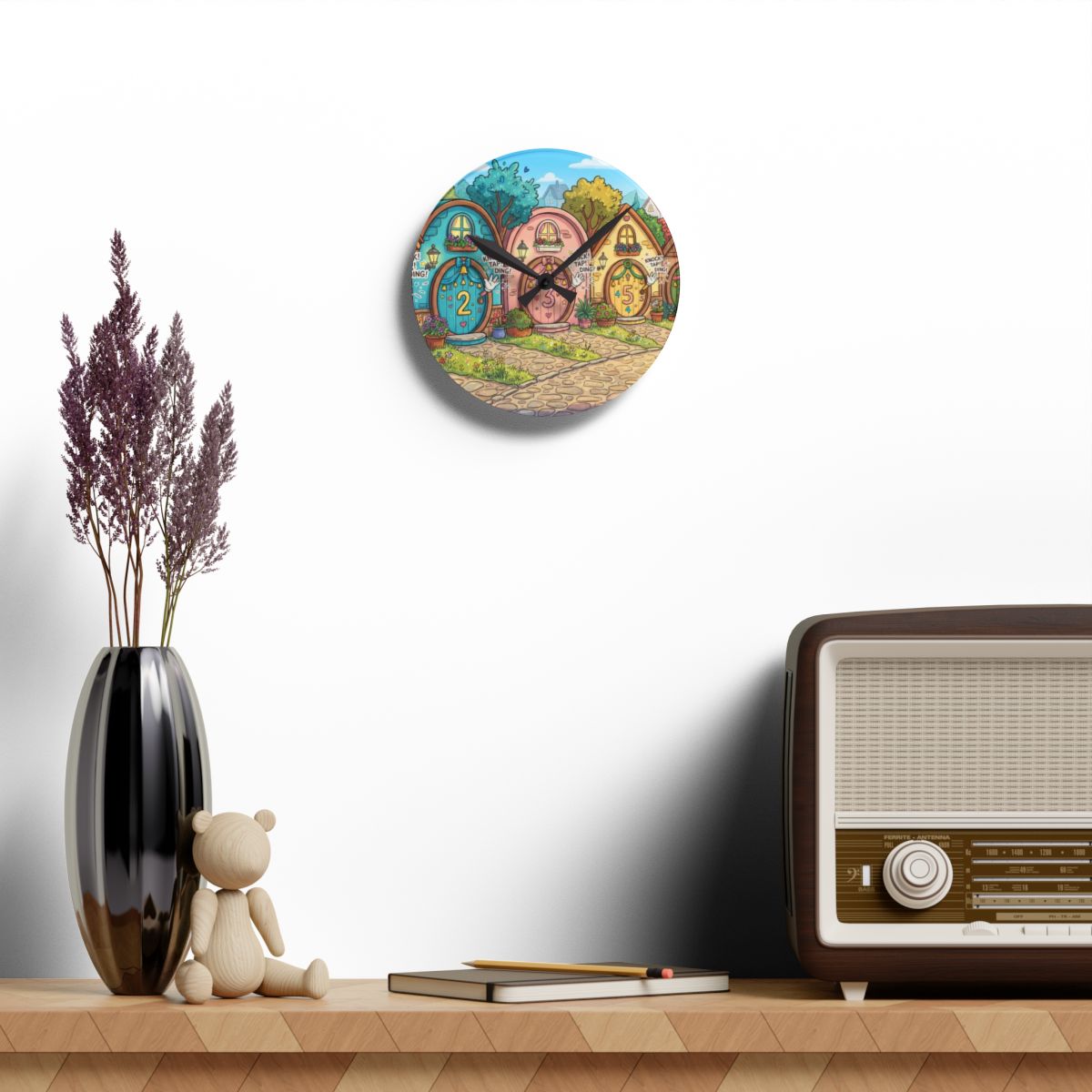 Acrylic Wall Clock - Storybook Counting Village | Echovira...