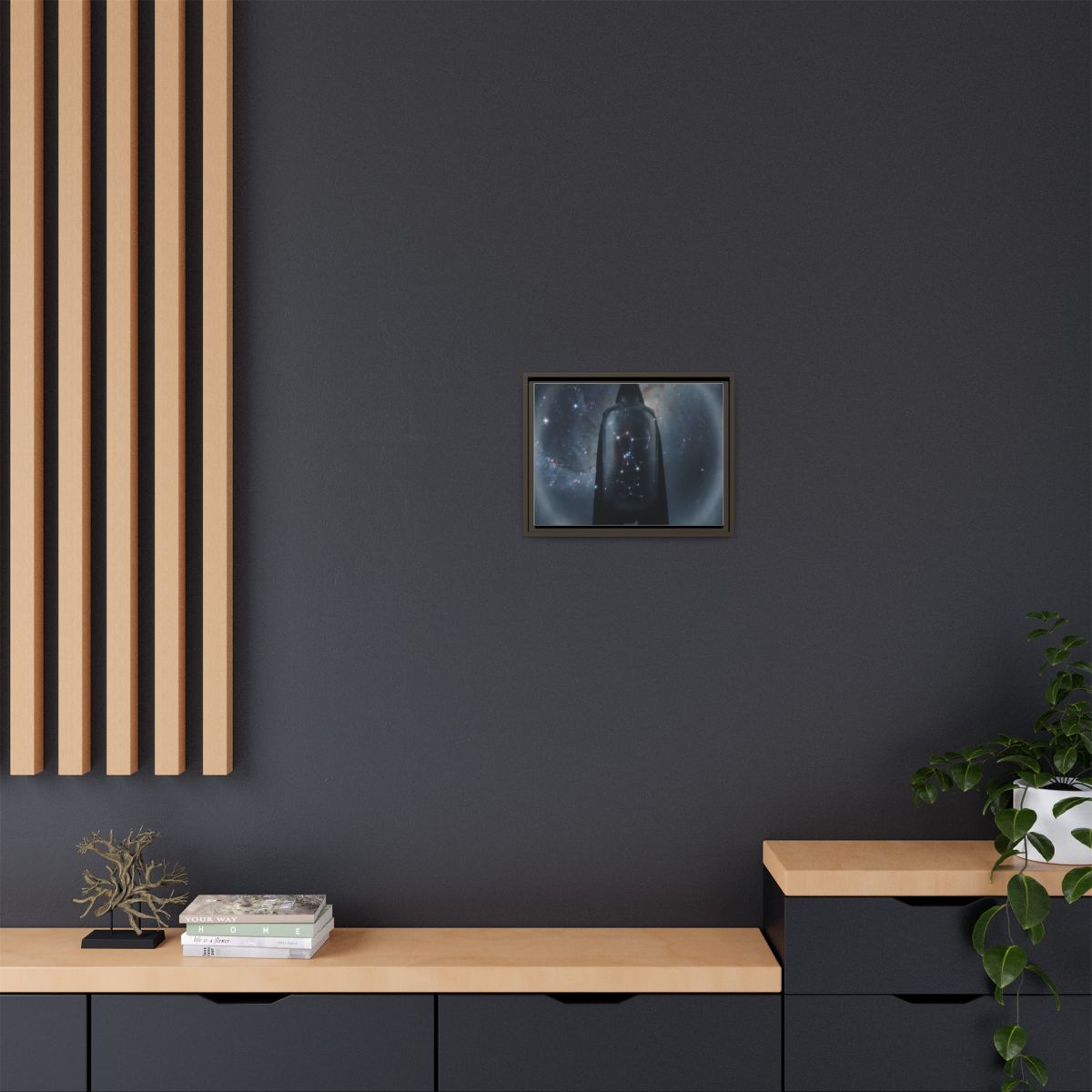 Framed Matte Canvas - Cosmic Sentinel — Espresso / 1.25"......