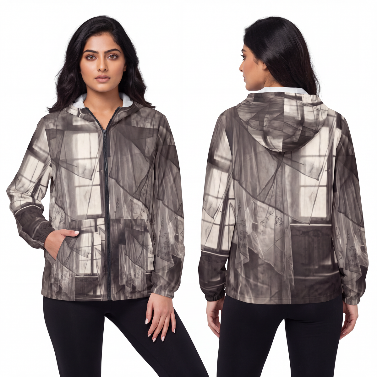 Unisex Windbreaker Jacket - Spectral Veils | Echovira...