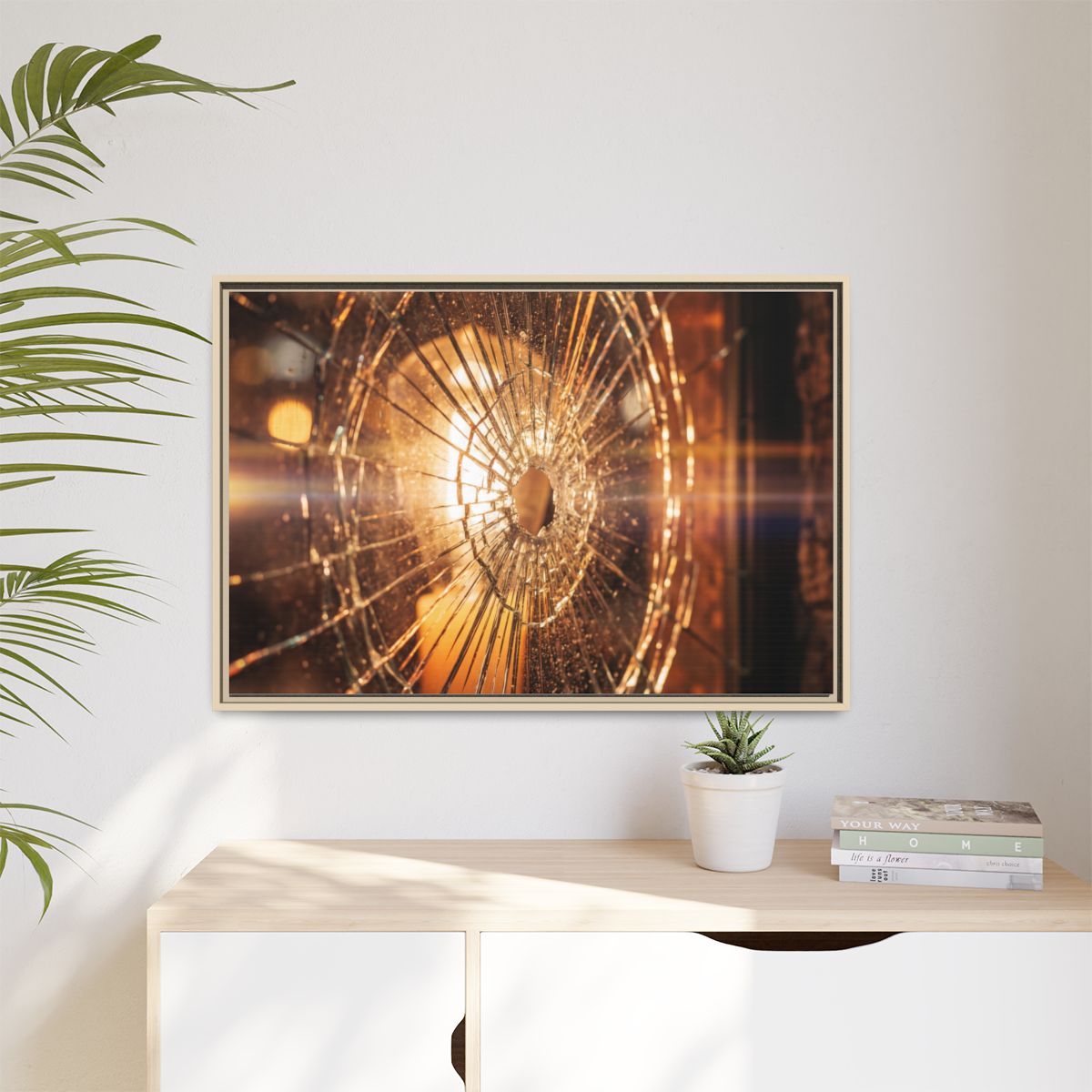 Matte Canvas, Framed - Golden Fractured Art — Natural /... |...