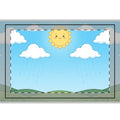 Hand Flag - Playful Sun and Rolling Hills Meadow... |...