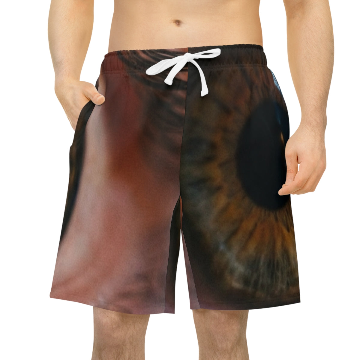 Men's Athletic Long Shorts - Amber Iris Reflection Fine Art...