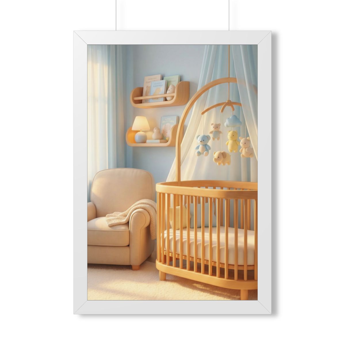 Framed Vertical Poster - Dreamy Serene Nursery Art — White...