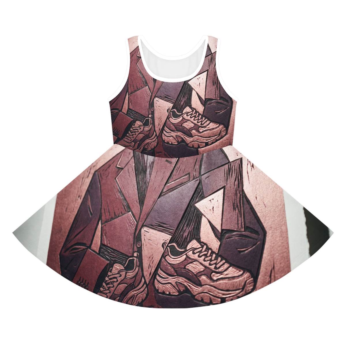 Girls' Sleeveless Sundress with Woodcut Art