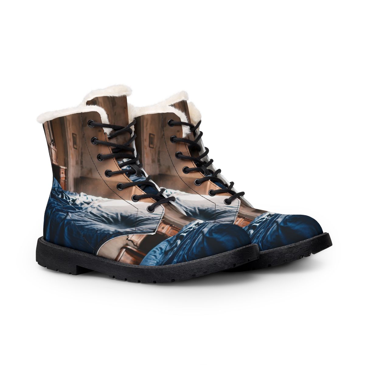 Women's Fur & Leather Boots - Sunlit Azure | Echovira...