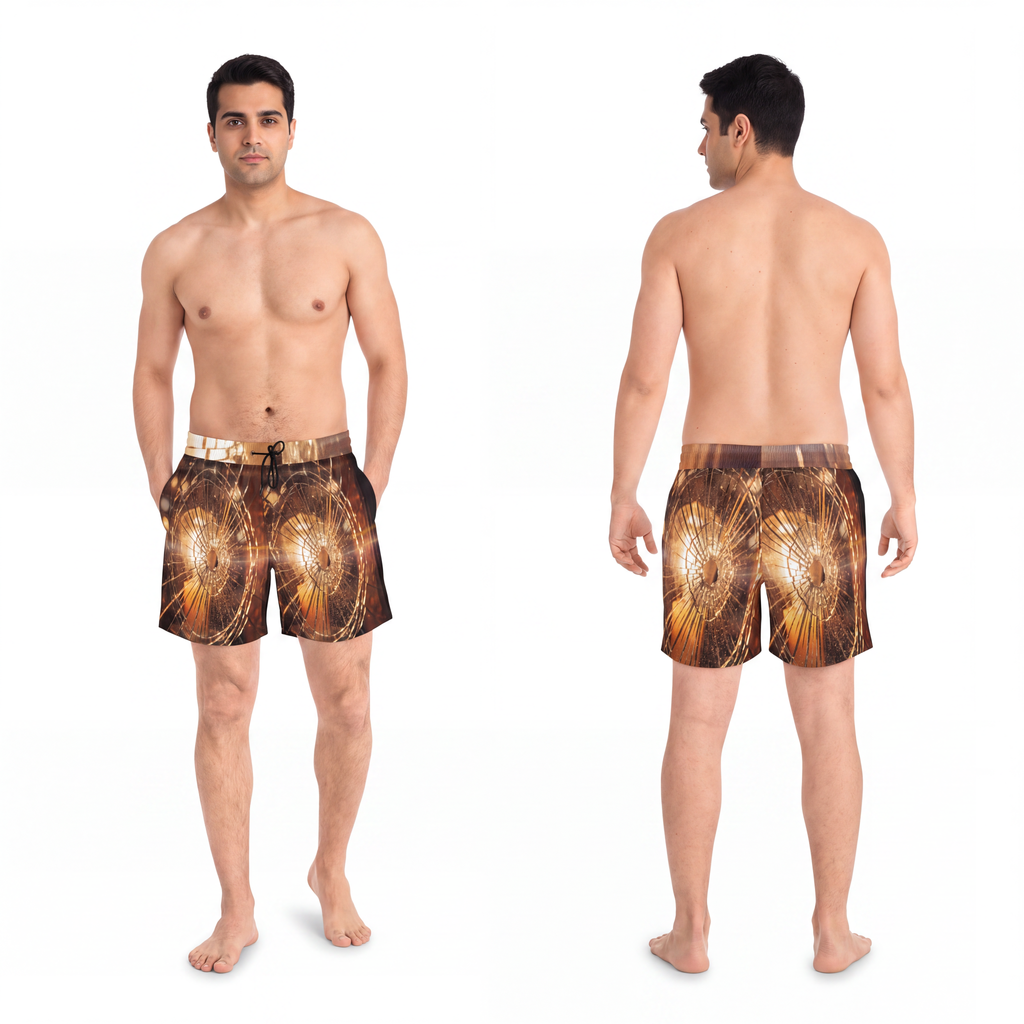 Men's Mid-Length Swim Shorts - Shattered Light Golden... |...