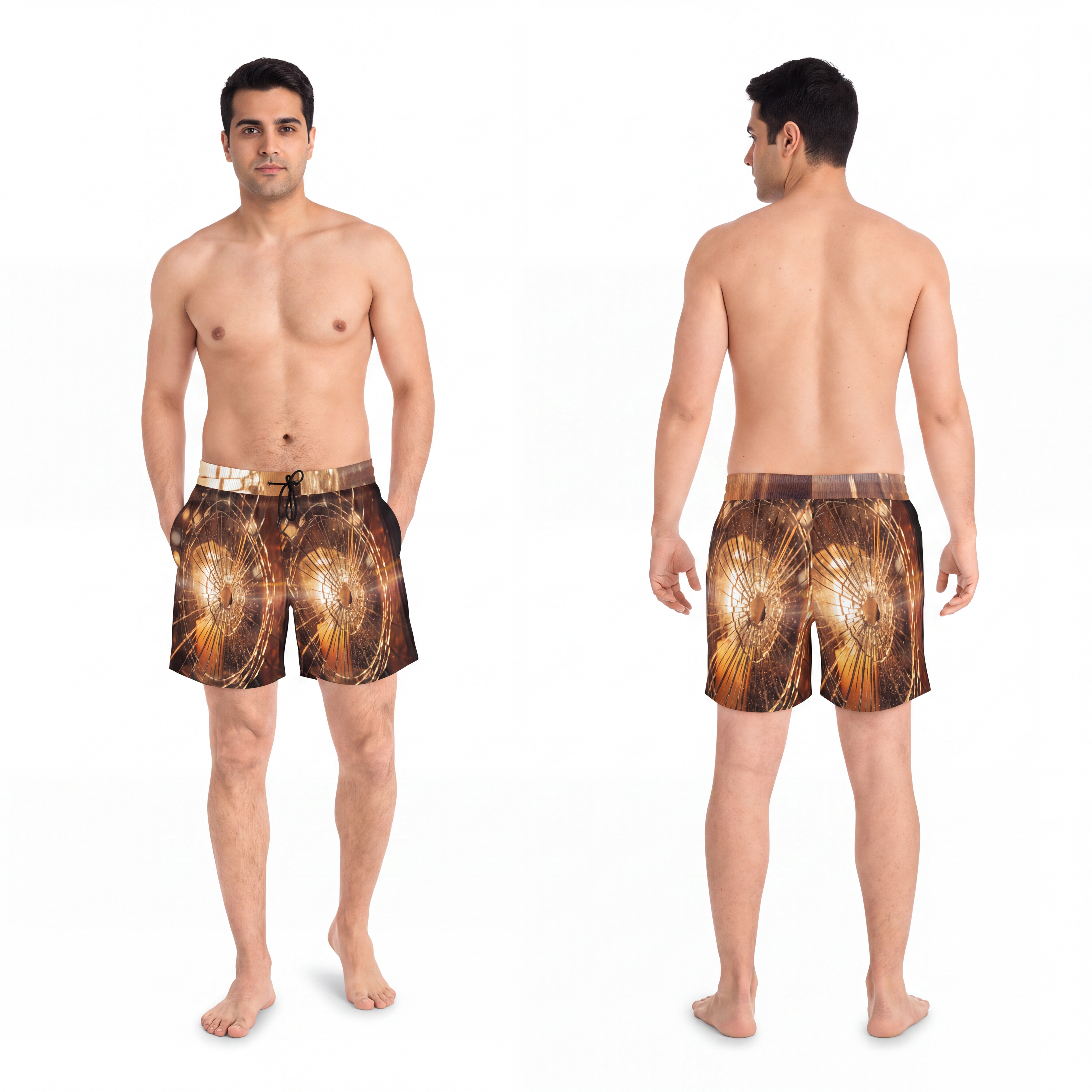 Men's Mid-Length Swim Shorts - Shattered Light Golden... |...