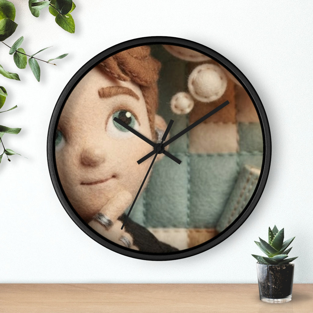 Wall Clock - Counting Dreams Felt Boy Art | Echovira Gallery