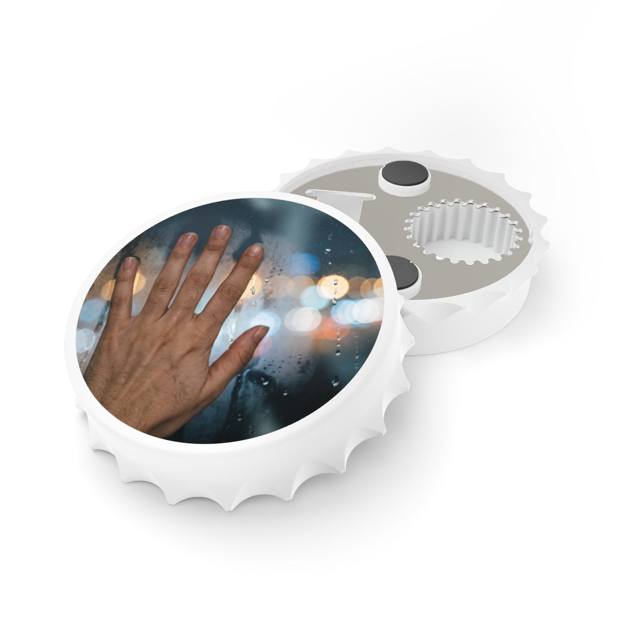 Rainy Window City Bokeh Bottle Opener