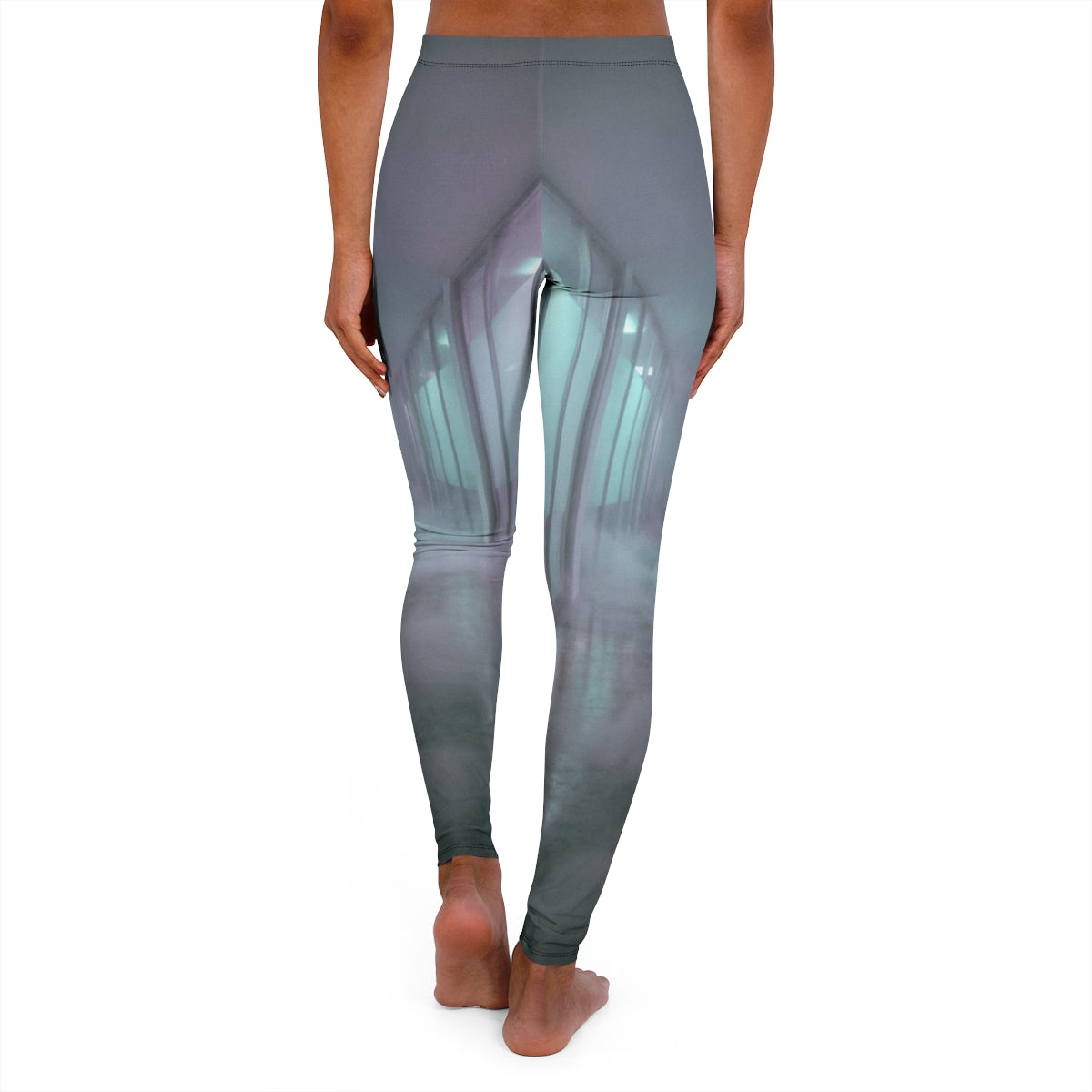 Women's Casual Spandex Leggings - Liminal Corridor Fog Art...