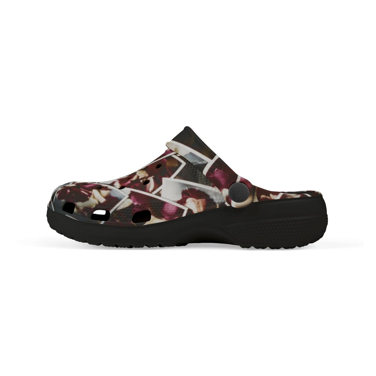 Kids' Foam Clogs with Burgundy Rose Petals